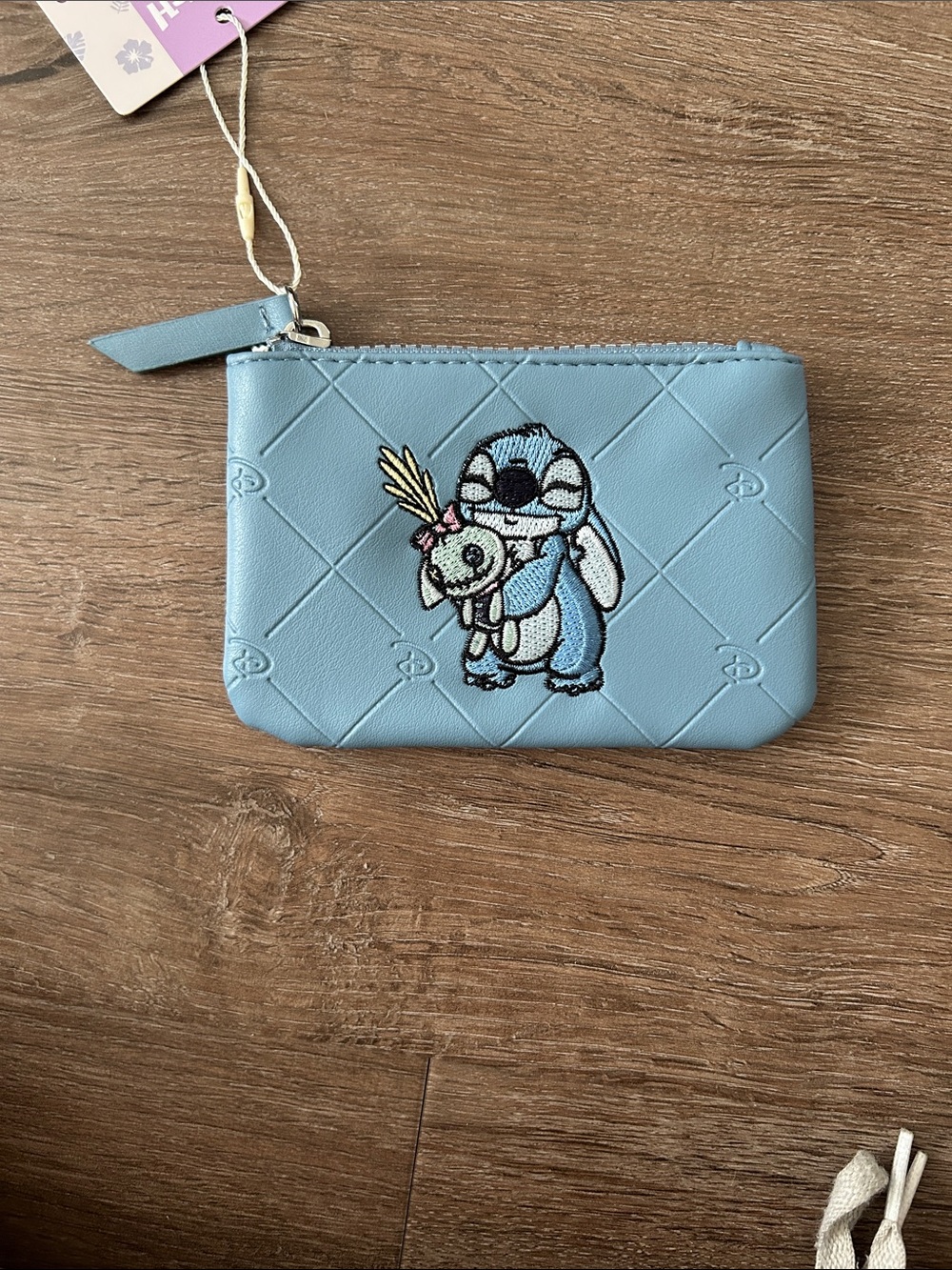 NWT Light Blue Stitch Embroidered Coin Pouch/Purse